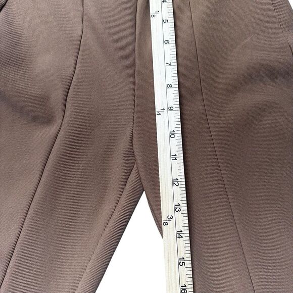 Zara Pants Women XS Brown High Rise Slim Fit Dress Slit Hem Trousers - Picture 7 of 10